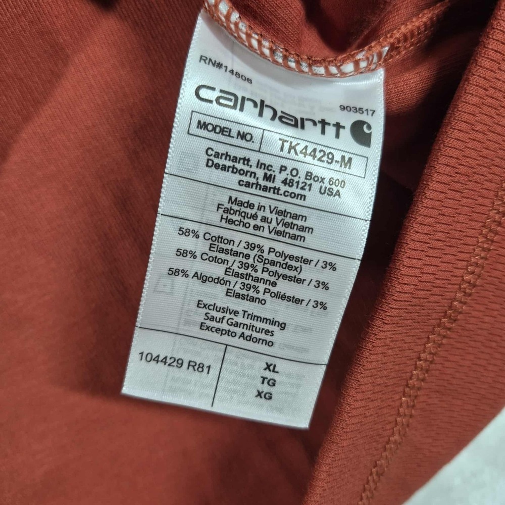 Carhartt Relaxed Heavyweight Long Sleeve Henley Thermal Shirt Men's 2XL Red NWOT - Picture 7 of 8